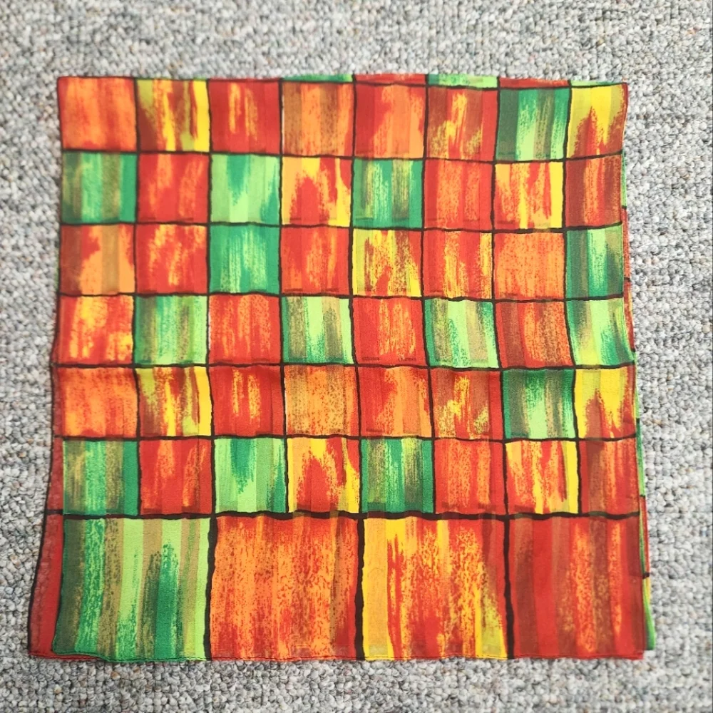 Bloomingdale's Vibrant Multicolor Checkered Silk Oblong Scarf